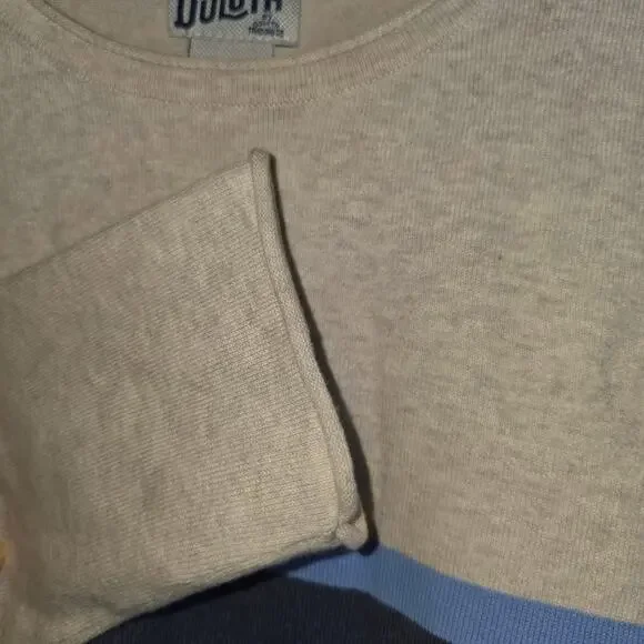 Duluth Trading Co. Shiftless Crewneck Sweater Womens Sz Medium Blue Colorblock‎ - Picture 7 of 12